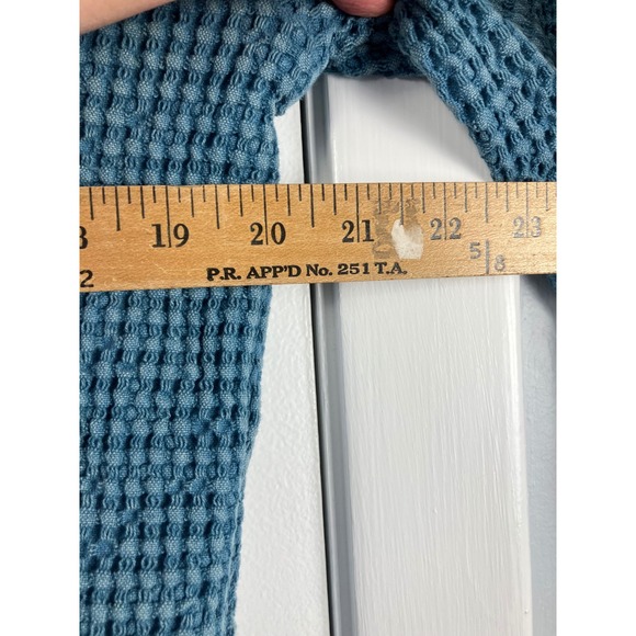 Signals Waffle Knit Collarless Button Front Jacket Blue Size Medium - Picture 9 of 11